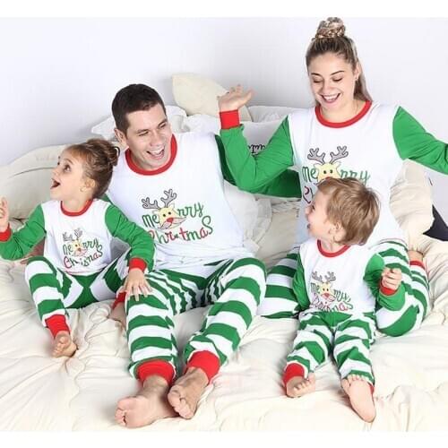 Family Christmas Pajamas Suit 2020 Deer Print Mother Father Kids Family Sleepwears Parent-child Clothes Family Matching Outfits