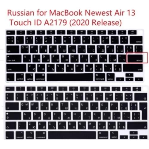 Russian Language Silicone Keyboard Cover Skin Protector for MacBook Air 13 Touch ID 2179 A2179 M1 A2337 A 2337 (2020 Release)