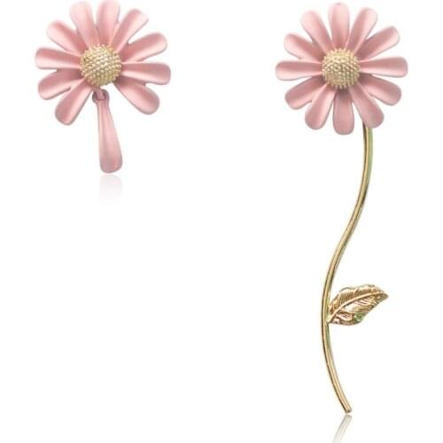 Sweet style small Zou chrysanthemum 5 colors metal earrings suitable for women holiday party gifts