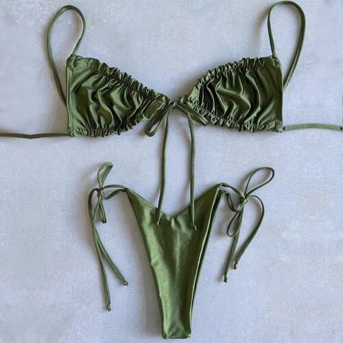 Sexy Micro Bikini 2021 Women Swimsuit Bandage Bikini Set Swimwear Female Halter Top Brazilian Bathing Suit Bather Biquini