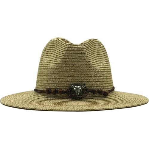 Hot Summer Straw Hat for Men Women Sun Beach Hat Men Jazz Panama Hats Fedora Wide Brim Sun Protection Cap with Leather Belt
