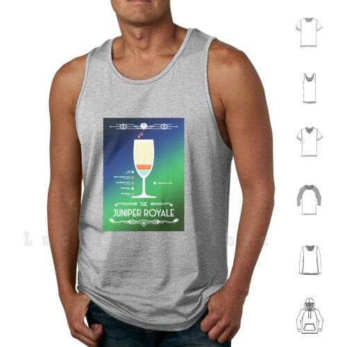 Juniper Royale Cocktail-Modern Tank Tops Vest Sleeveless Juniper Royale Cocktail Drink Spirit Liqueur Glass Bar Pub Coffee