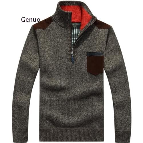 2020 New Autumn Mens Thick Warm Sweaters Pullover Winter Casual Knitwear Pocket Turtleneck Cashmere Wool Sweater Plus Size M-3XL