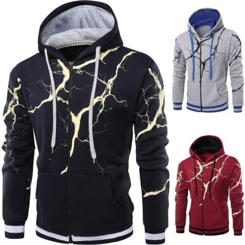 Zip Up Sweatshirt Winter Jacket Clothes lightning Printing Fshion Hoodies Men Size Pockets Long Sleeve Pullovers Autumn Sweater