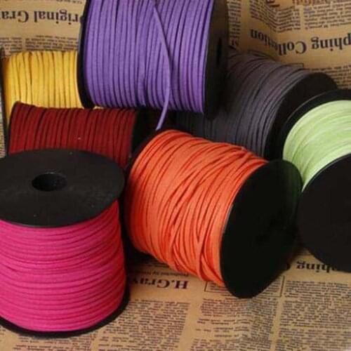 19 availble colors 100 Yards 3x1.5mm Flat Faux Suede Korean Velvet Leather Cord String Rope Lace Beading Thread DIY Jewelry Find