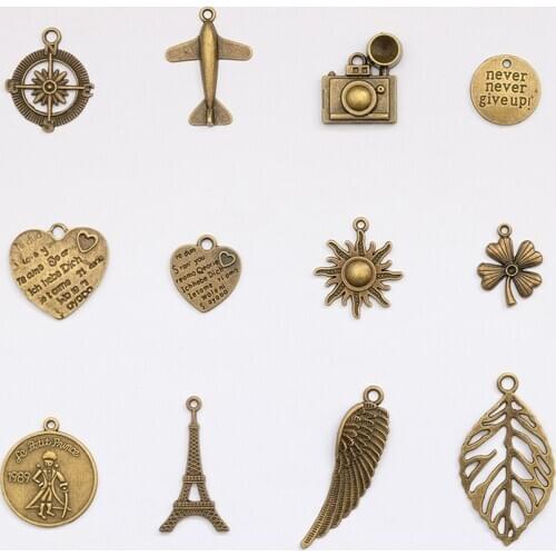 Vintage Metal Pendant Bronze Diy Charm Star Signs Astro Citation Bookmarks Pendant Diary decoration Necklace ornament