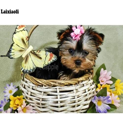Yorkshire Terrier Full 5D Diy Diamond Painting Cute Dog Diamond Embroidery Cross Stitch Rhinestone Diamond Mosaic wall Decor