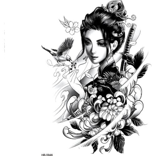 Female warrior with sword Waterproof Temporary Tattoo Sticker Tatuajes Tatoo Sleeve Henna Tattoo Decals Body Art stickers