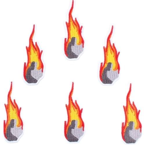 10pcs/lot Embroidery Fire Patch Iron On Sew On Jeans Stickers DIY coats appliques Handmade Backpack Badge Garments Sewing Patch