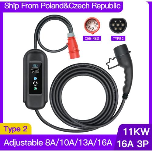 11kw Type 2 16A 3P Ev Charger IEC 62196-2 CEE Plug Portable EVSE Charging Station Evse Charger Electric Vehicle Car Charger