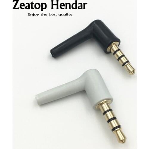 2Pcs 3.5mm Jack 4 Pole 3.5 Male 90 Right Angle L Shaped Stereo Headphone Plug DIY Repair Earphone Jack Audio Soldering Connector
