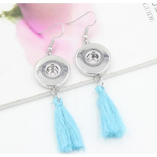 20prs/lot Wholesale DIY Interchangeable Earrings 18mm Metal Button Tassel Earrings For Snap jewelry bijoux brinco