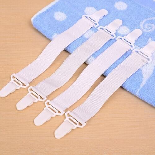 4pcs White Skid Elastic Band Bed Sheet Clip Mattress Cover Corner Holder Clip Fasteners Straps Grippers Elastic Hook 19DEC24