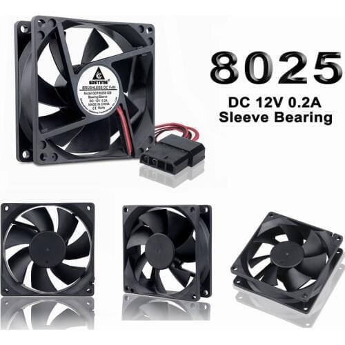 500pcs lot Gdstime DC 8cm 80mm 80MM x 25MM DC 12V 4Pin 8025s 8025 Computer Brushless Cooler Cooling Fan