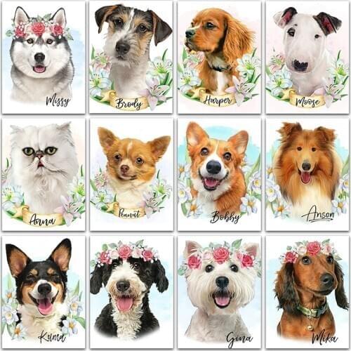 Diamond Painting Animals Persian Cat Teddy Dog Husky Shepherd Schnauzer Puppy Bull Terrier embroidery mosaic Cross stitch Gift