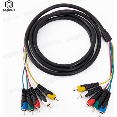 Gold-Plated Head Audio And Video Cable 5 Lotus Audio And Video Extension Cable 5RCA Male / 5RCA Male 1.8m