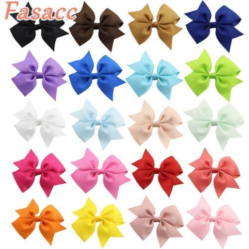 20pcs/lot 3" Girls Hair Bows Children Solid Ribbon Bow Hair Clips Hairpin Boutique Headware Kids Hair Accessories A17