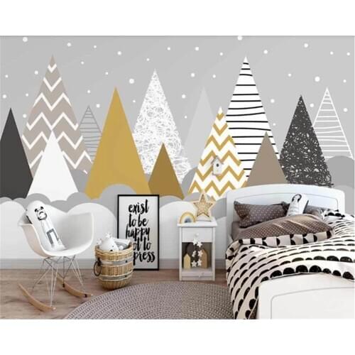 Beibehang Custom Nordic Childrens Room Geometric Mountain Peak Simple Hot Air Balloon Background Wallpaper 3D Papel De Parede