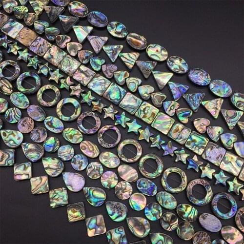 Natural Abalone Beads Shell Pearls Beads Circle Triangle Square Oval Spacer Beads Jewelry Making DIY Bracelet Earrings Necklace