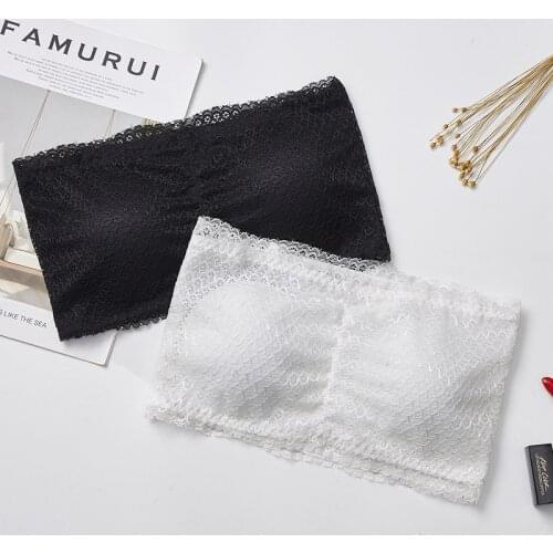 Elastic Strapless Bra Sexy Lace Women Soft Tube Top Bandeau Crop Tank Seamless Padded Underwear Invisible Stretchy Chest Wraps