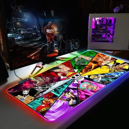 One Piece Large RGB Gaming Mouse Pad Gamer Computer Mousepad Backlit Mause Large Desk Keyboard LED Mice Mat