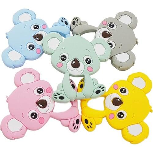 Chenkai 10PCS Silicone Koala Teether Baby Animal Teething Food Grade For DIY Chewable pendant Nursing Bracelet Toys BPA Free