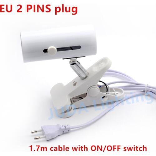 E27 socket base screw cap clip ceramic lamp holder with EU 2 PINS plug rocker button ON / OFF switch for desk lamp table lights