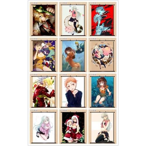 Coscase Anime The Seven Deadly Sins Nanatsu no Taizai Hawk Elizabeth Liones Meliodas Ban Gowther Home Decor Wall Scroll Poster