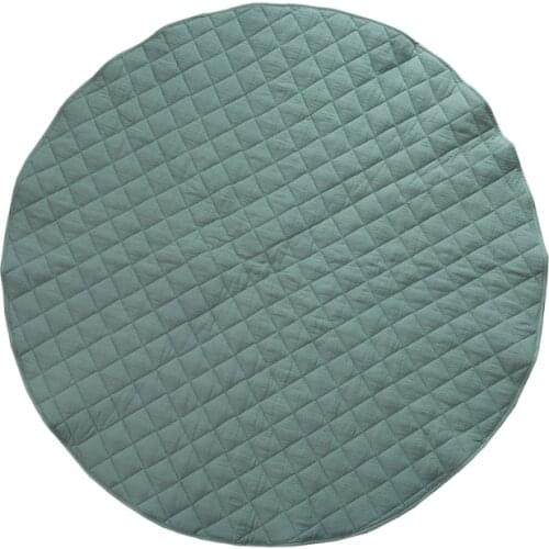 D0AF Baby Cotton Play Mat Round Solid Color Soft Breathable Crawling Pad for Kids