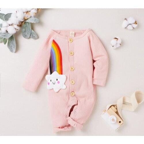 Baby Romper Rainbow Cloud Jumpsuits Infant Girls Boys Clothing Autumn Cotton Newborn Long Sleeve Clothes