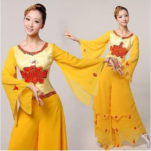 Chinese classical dance costumes fan dance Younger stage costumes female dancers wear female stage performance