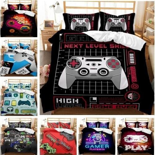 3D Games Comforter Cover Gamepad Bedding Set for Boys Kids Video Modern Gamer Console Quilt