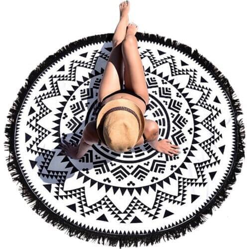 150cm Round Mandala Tapestry Wall Hanging Sandy Beach Throw Rug Blanket Travel MattresTassel Beach Mat Picnic Camping Mat