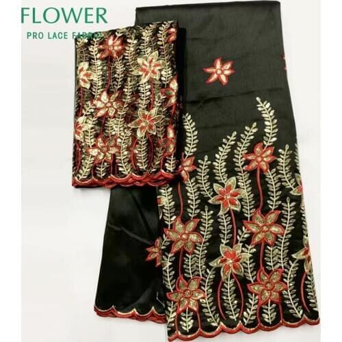 Black Color George Lace Fabrics 5+2 Yards Sequined Embroidered African Inidan George Silk Lace Wedding Dresses Sequins Material