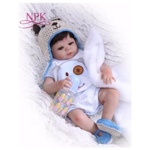 NPK 23"57CM Full silicone reborn baby doll can bathe boneca Bebes reborn realista menino child gift newborn dolls