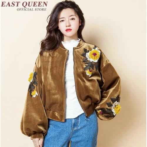 Embroidered jacket Loose Casual Coat Outwear bomber jacket women female bomber jackets KK1672 H