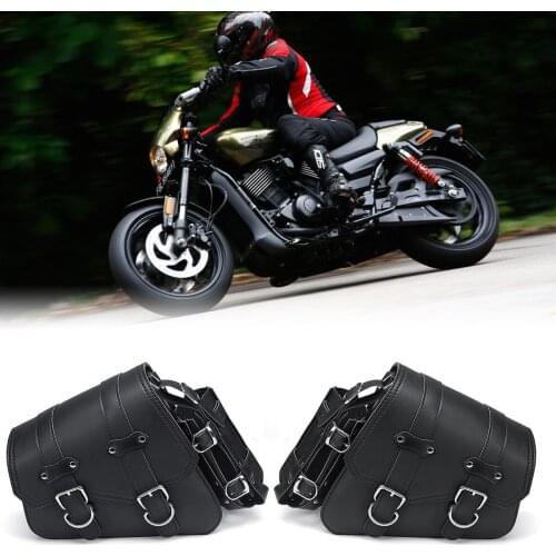 Left Right Black PU Leather Motorcycle Saddlebag Side Luggage Bags Saddle Pouch for Honda Suzuki Kawasaki Yamaha Accessories