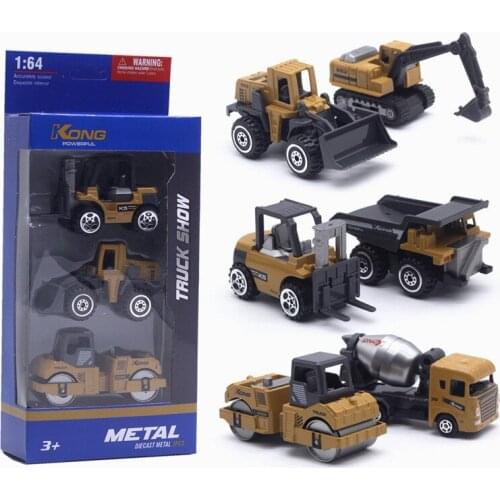 Hot-selling alloy engineering truck 3-piece model,1:64 excavator dump truck toy,forklift mixer toy,free shipping