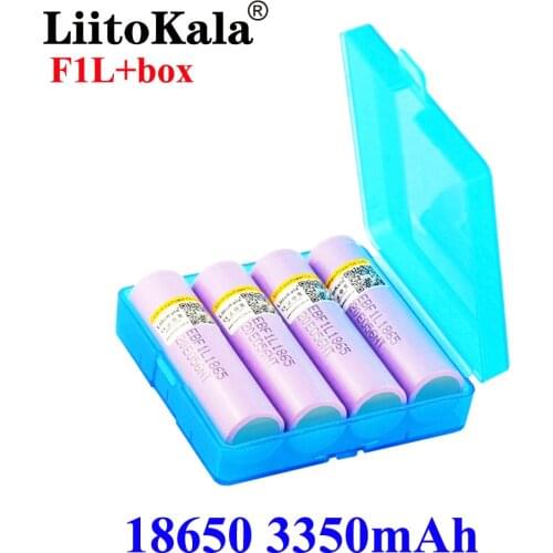 LiitoKala 100% New Original F1L 3.7v 3400mah 18650 3350mAh Lithium Rechargeable Battery Flashlight batteries box