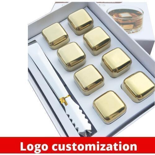 Reusable Golden Whiskey Stones Ice Cubes Chilling Rocks whisky cooler whiskey ice bucket champagne beer cooler stainless steel