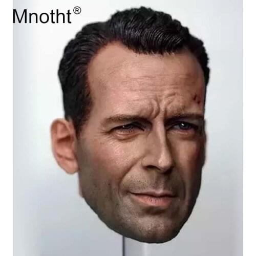 Mnotht 1:6 Scale Bruce Willis Head Carving Model Die hard Battle Damage Male Soldier Head Sculpt Toy For 12in Action Figures m3