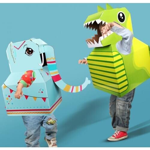 Cartoon Dinosaur Elephant Cardboard Wearable DIY Model Kids Cosplay Assembly Toy DIY Model Kids Cosplay Assembly Toy