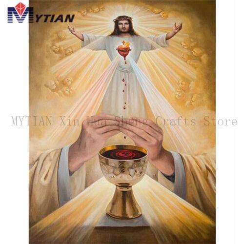 MYTIAN 5D Diy Diamond Painting Religion Jesus Pattern Diamond Embroidery Mosaic Needlework Cross Stitch Kits Handmade Home Decor