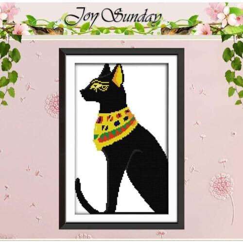 A black cat with a scarf counted Cross Stitch 11CT 14CT Cross Stitch Set Wholesale DIY Cross-stitch Kit Embroidery Needlework
