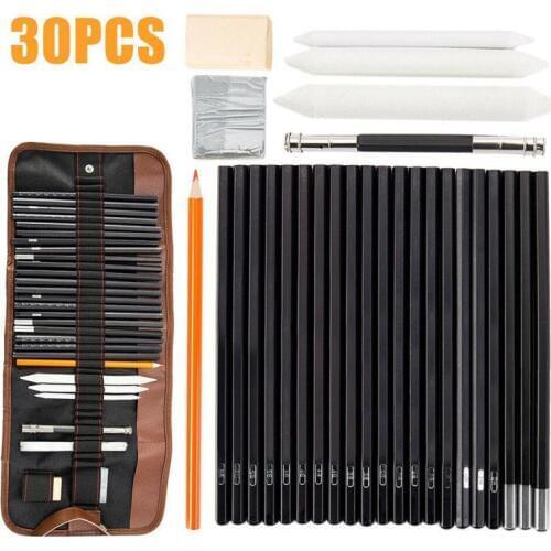 30Pcs Charcoal Earser Knife Drawing Pencil Sketch Painting Canvas Pencil Bag Set adult painting tools pen sketch pen drawing