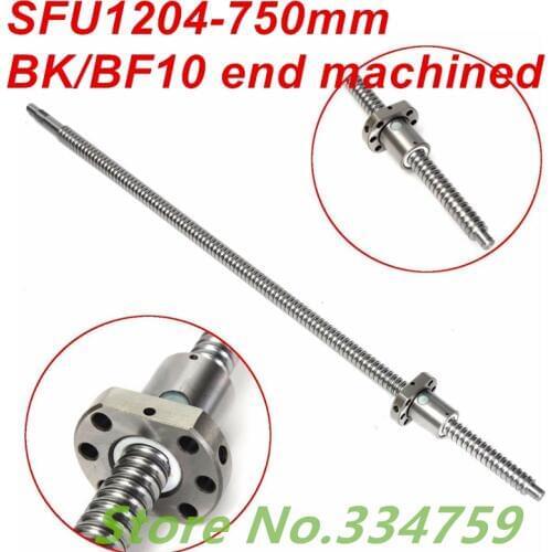 NEW 1pc SFU1204 750mm Ball Srew RM1204 L750mm Ballscrews +1pc 1204 ball nut with BK/BF10 end machined CNC parts
