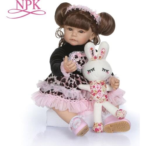 NPK 50CM real baby size long curly hair princess toddler girl doll silicone bebe doll reborn toys for children brinquedos
