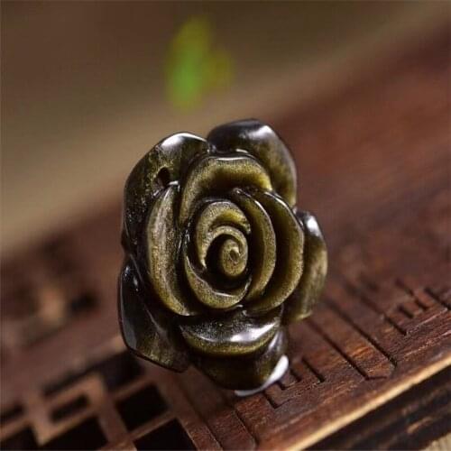 Natural Gold Obsidian Pendant Suitable For Women Rose Stone Necklace Pendant