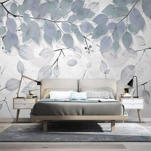 Custom Mural Wallpaper Nordic Modern 3D Branches Leaves Lines Wall Painting Living Room Bedroom Home Decor Papel De Parede Sala