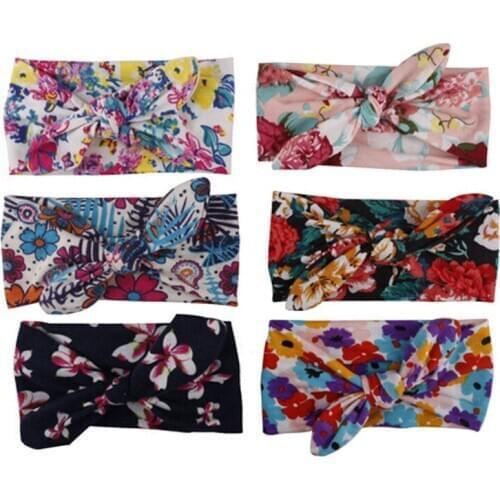 Newborn Kids Girls Baby Headband Toddler Cute Bow Flower Hair Band Accessories Printing Floral Fashionable